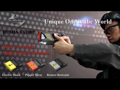 Elektrikli şok kavrayıcısı ve uzaktan kontrolü olan çift patronlu şok tabancası.